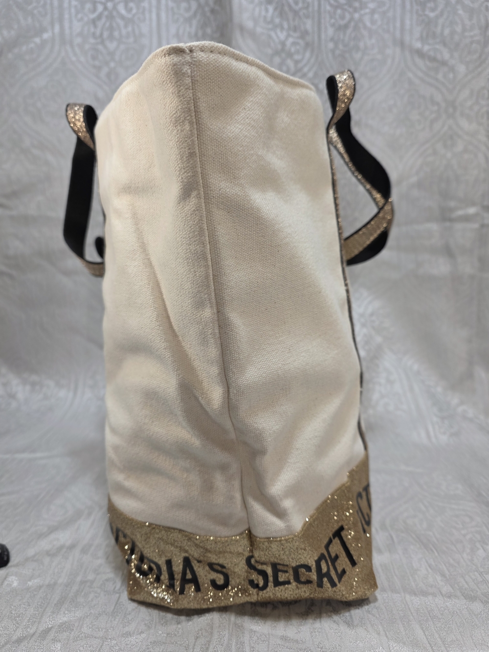 Victoria's Secret Cream and Gold Canvas Tote Bag - Picture 5 of 15